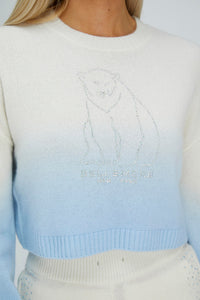 Polar Bear Gradient Cashmere Cropped Sweater-Pant SET (With Crystal Touch)731163994046706