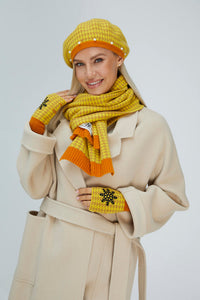Houndstooth Scarf (Multicolor Cashmere with Rib Details)1831425050116338