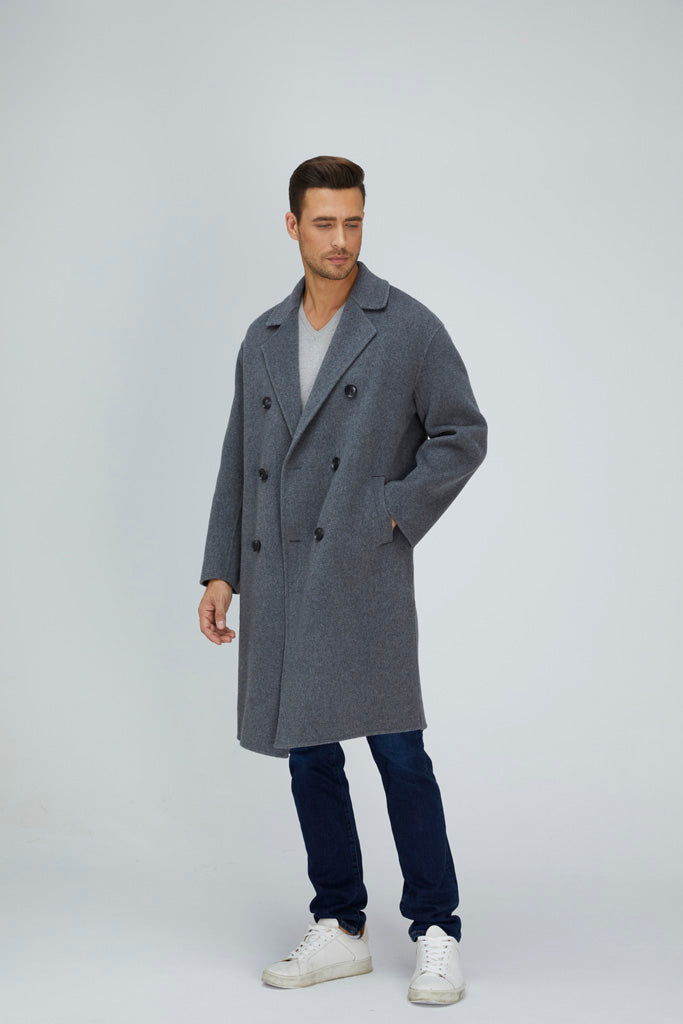 Majestic Double-Breasted Wool Coat