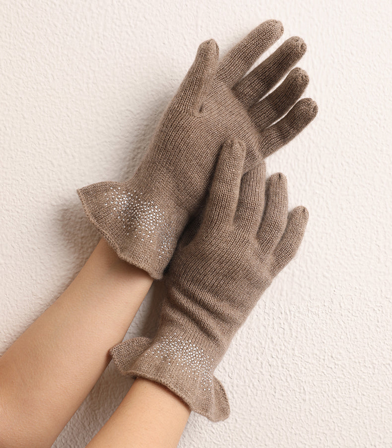 Drilling Ruffled Cashmere Gloves