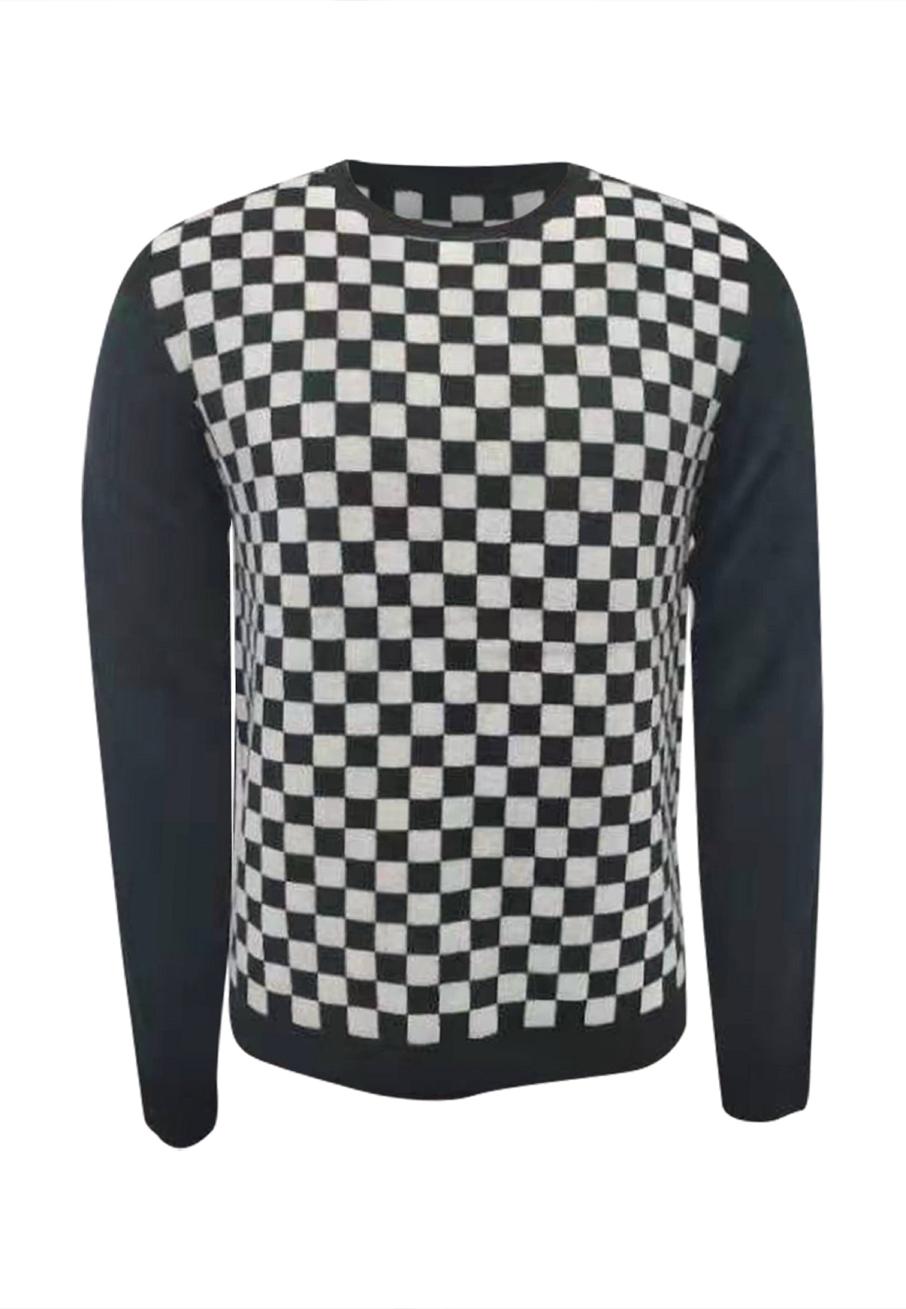 Checker Print Cashmere Merino Sweater
