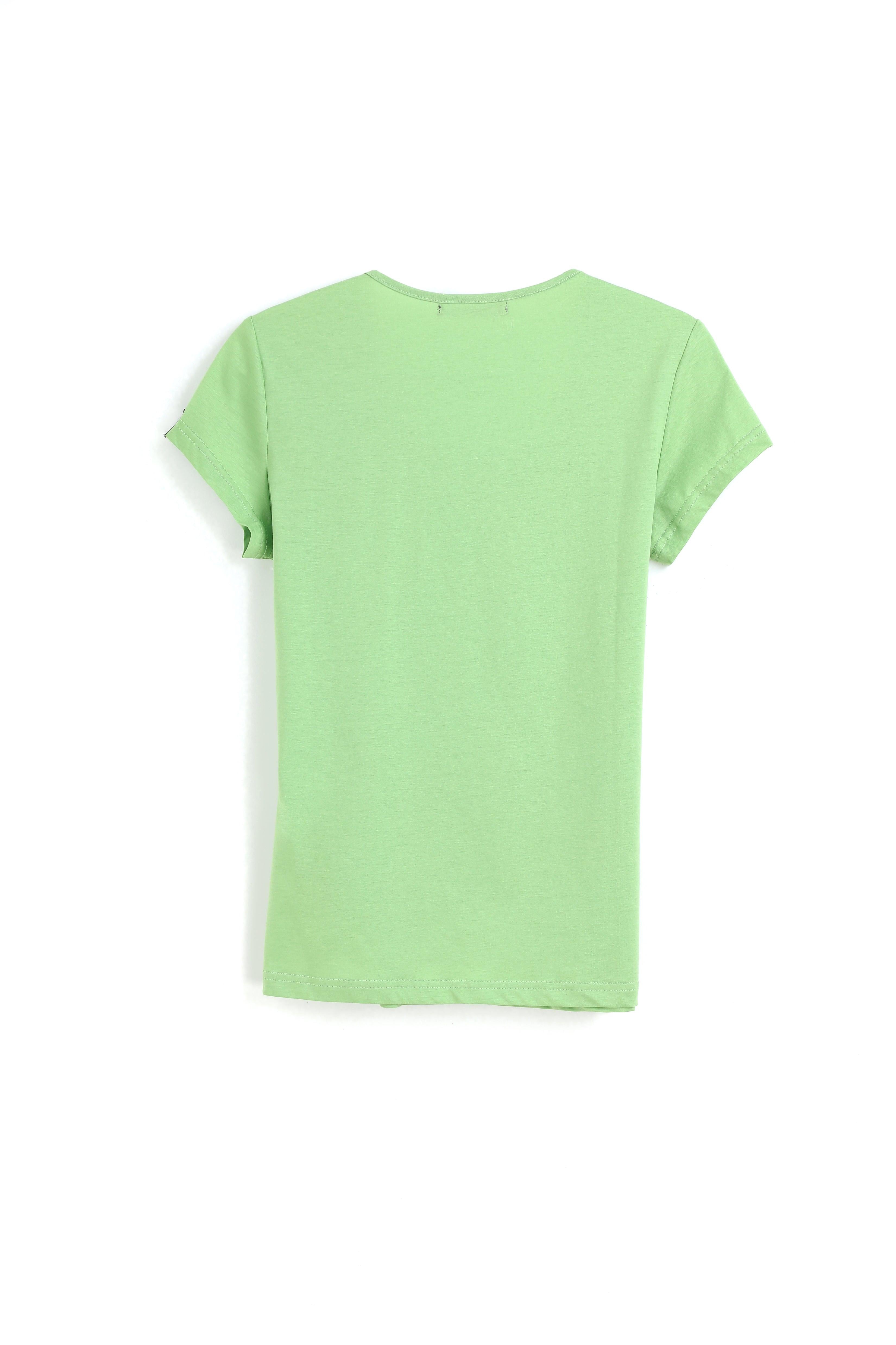 135G Ultra light Deep U Neck Mercerized Cotton Women T-shirt - Bellemere New York 