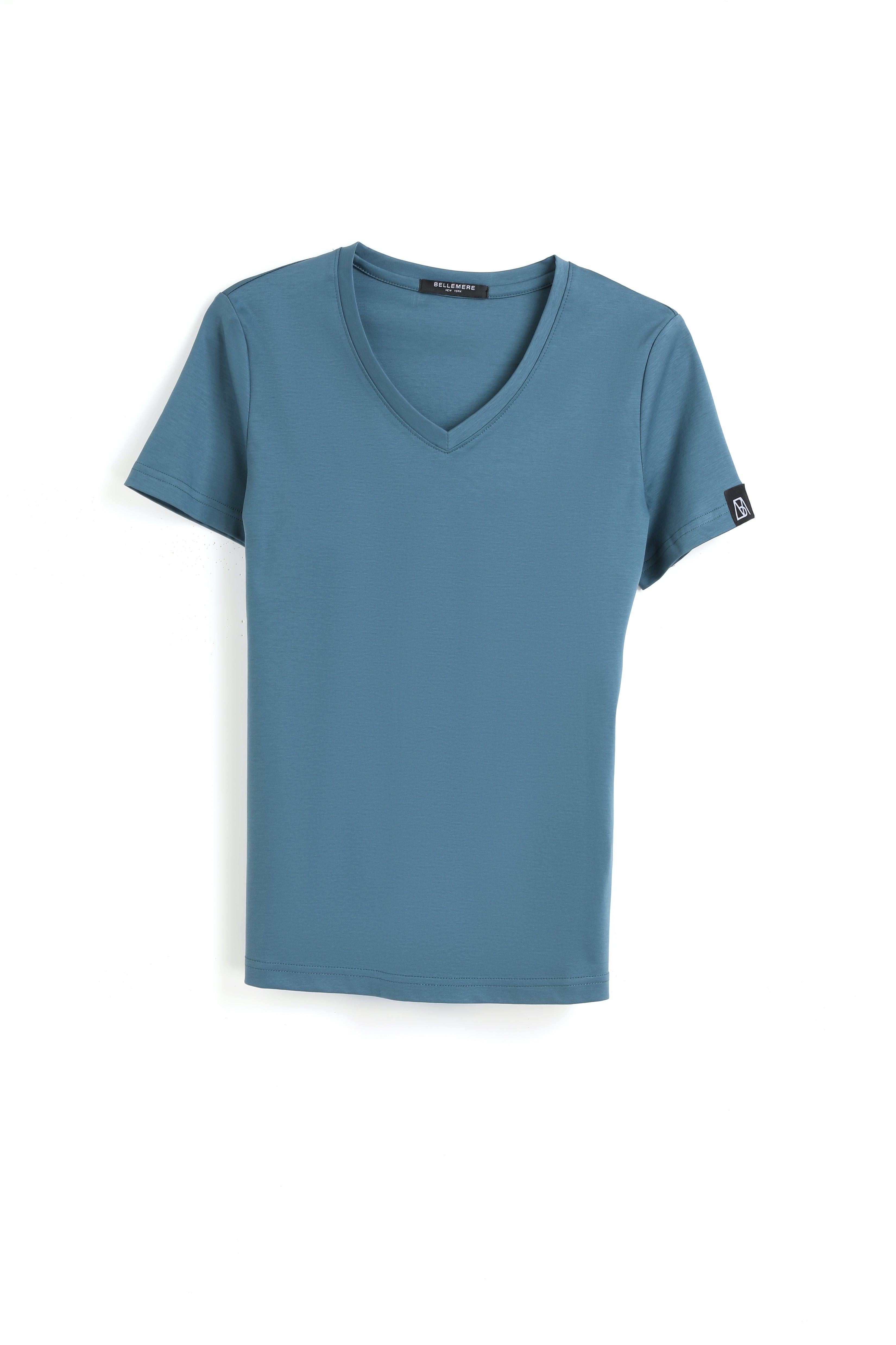 190g Mercerized Cotton Women V Neck T-shirt - Bellemere New York 