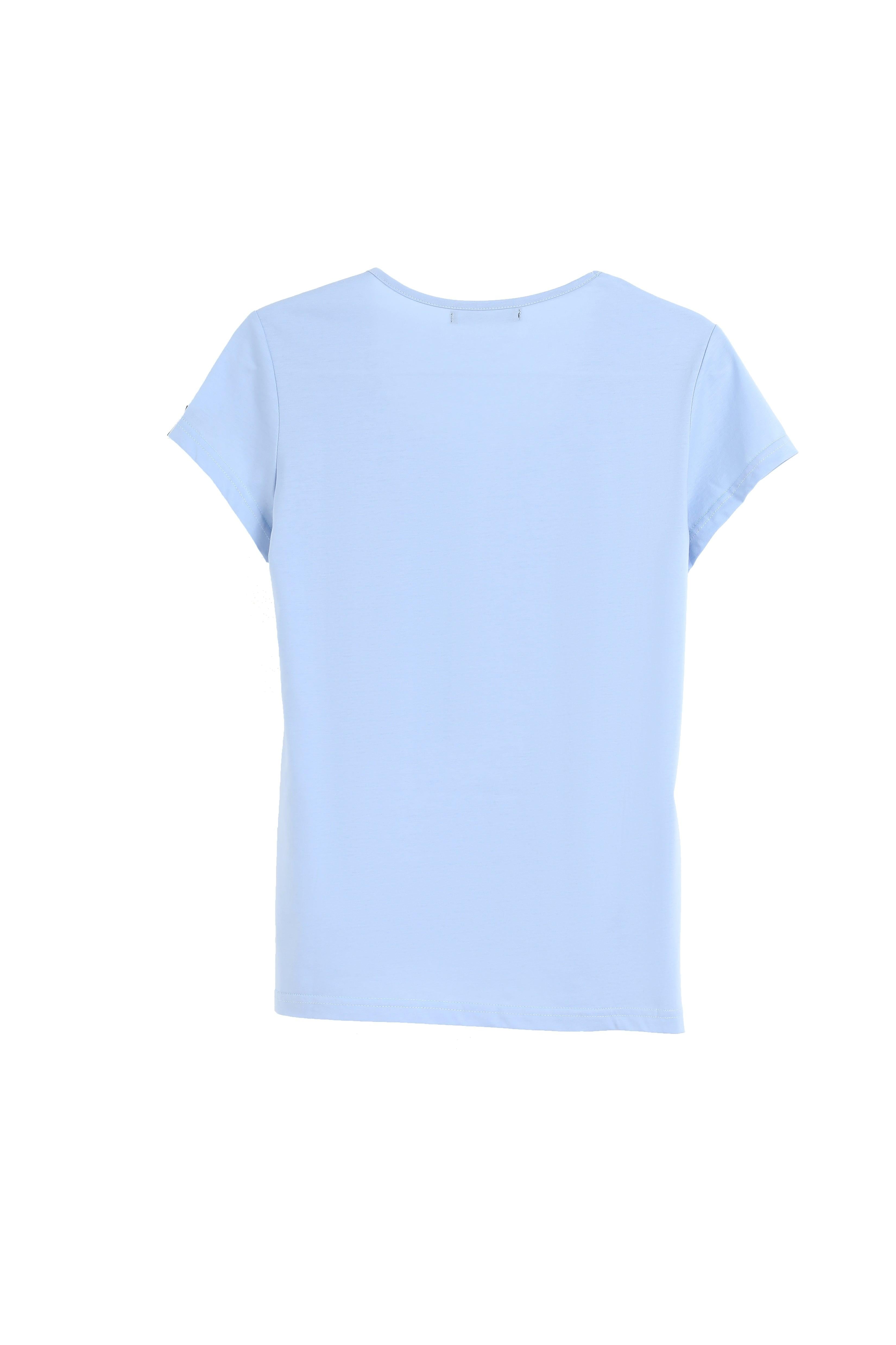 135G Ultra light Deep U Neck Mercerized Cotton Women T-shirt - Bellemere New York 