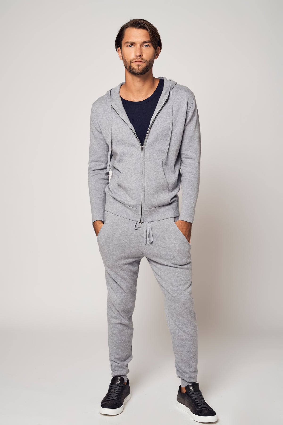 ENSEMBLE sweat à capuche zippé en coton raffiné