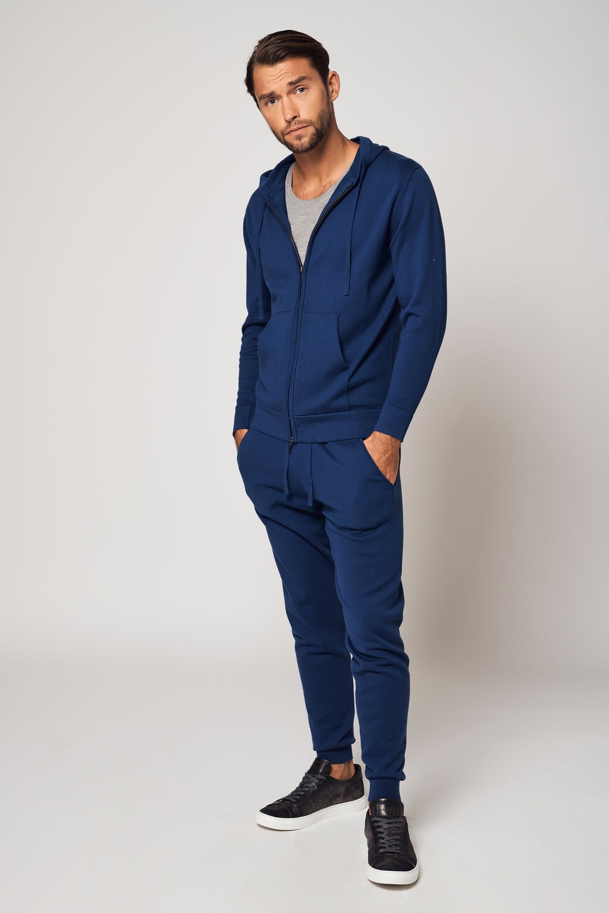 ENSEMBLE sweat à capuche zippé en coton raffiné