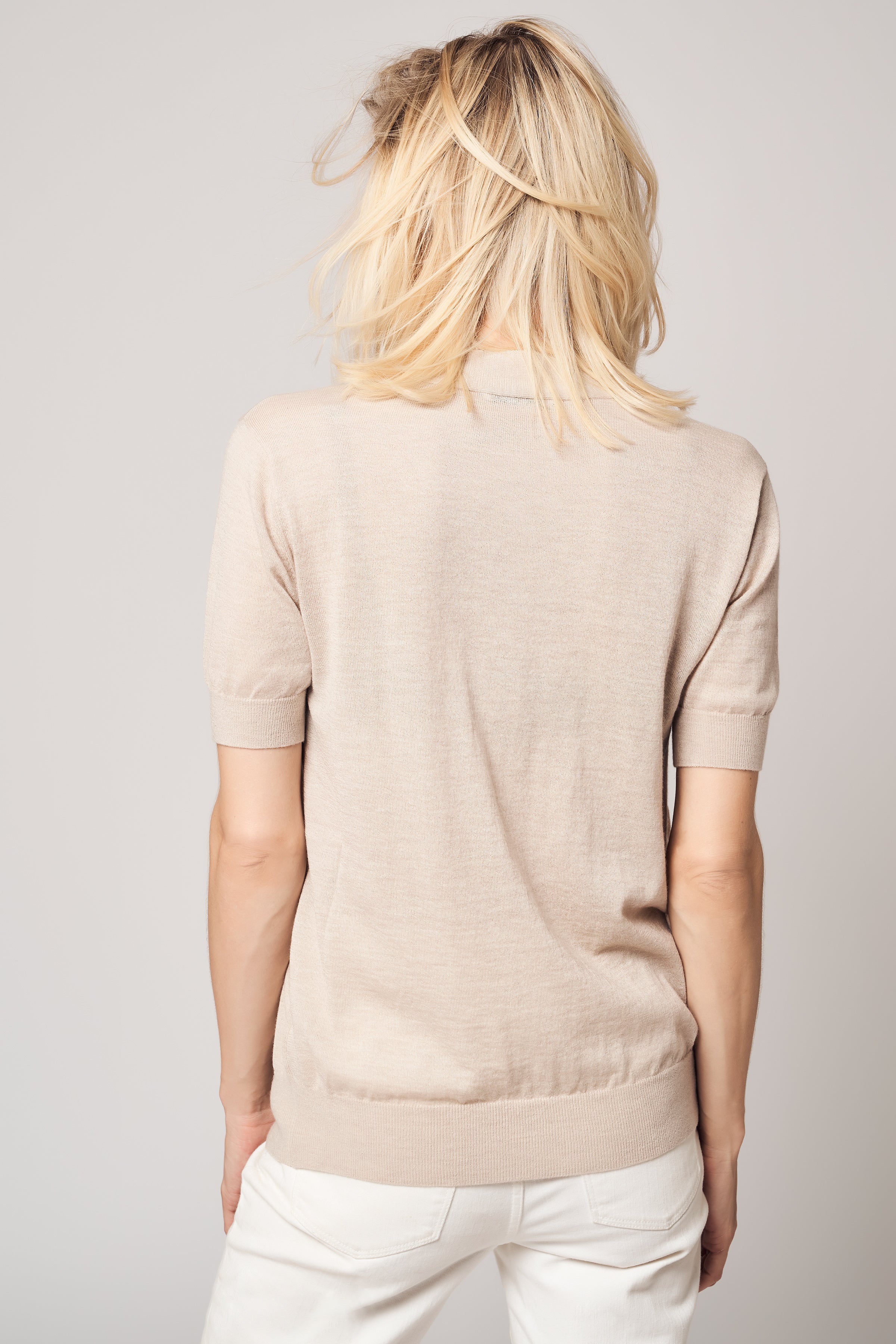 Tie Neck Worsted Cashmere Top