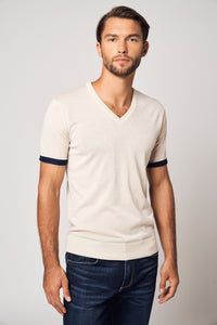 Striped Short-Sleeve Cashmere T-shirt111401019293864