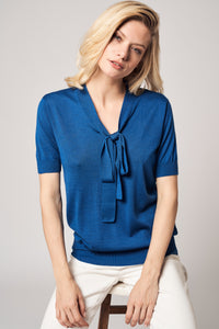 Tie Neck Worsted Cashmere Top1311289550651560