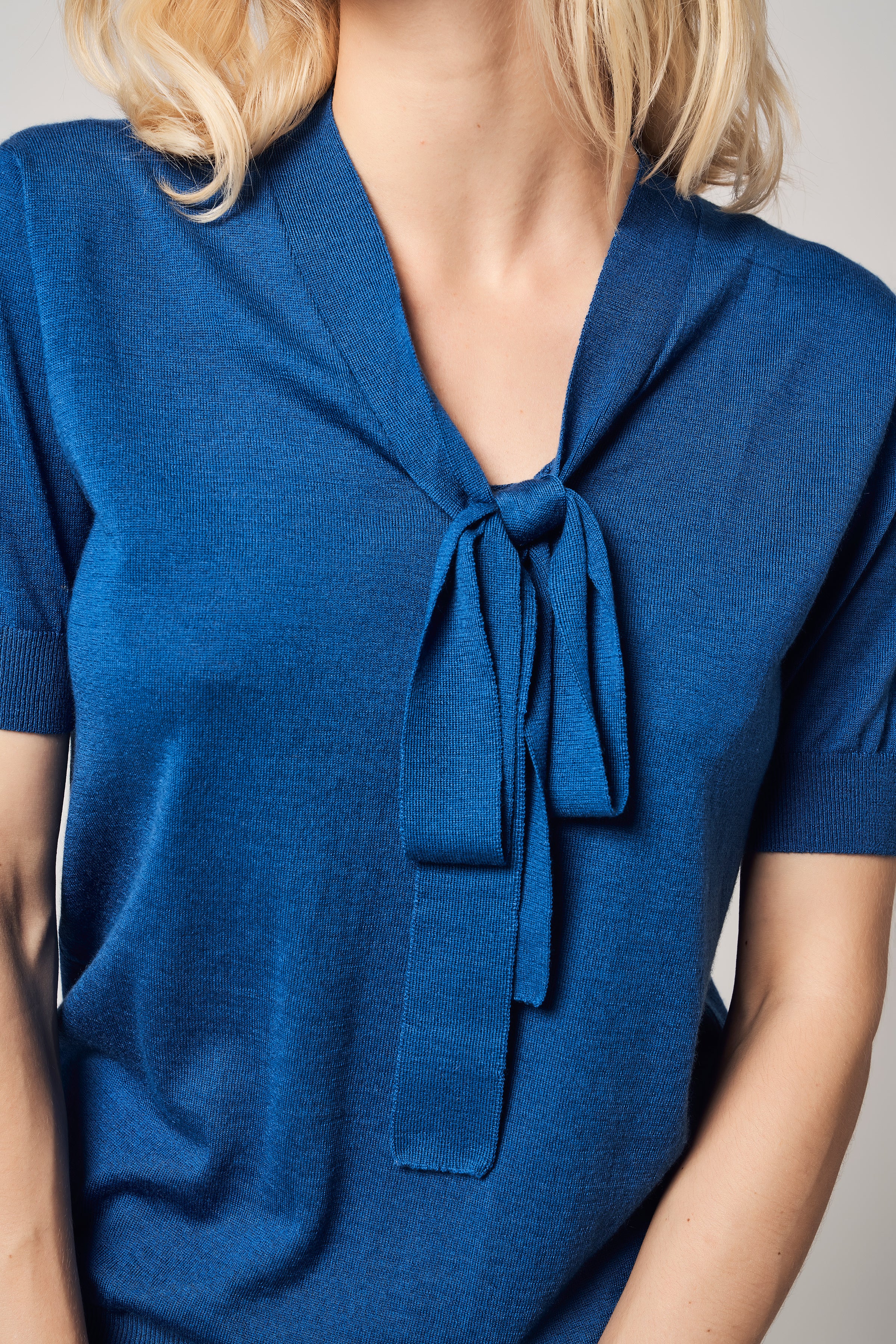 Tie Neck Worsted Cashmere Top