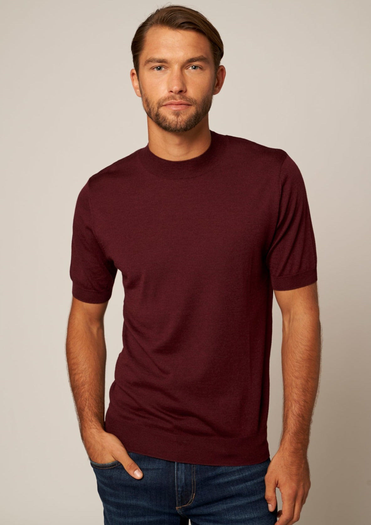 Silk Cashmere High Neck Short Sleeve Tee | Bellemere New York | 100% Cashmere Sustainable