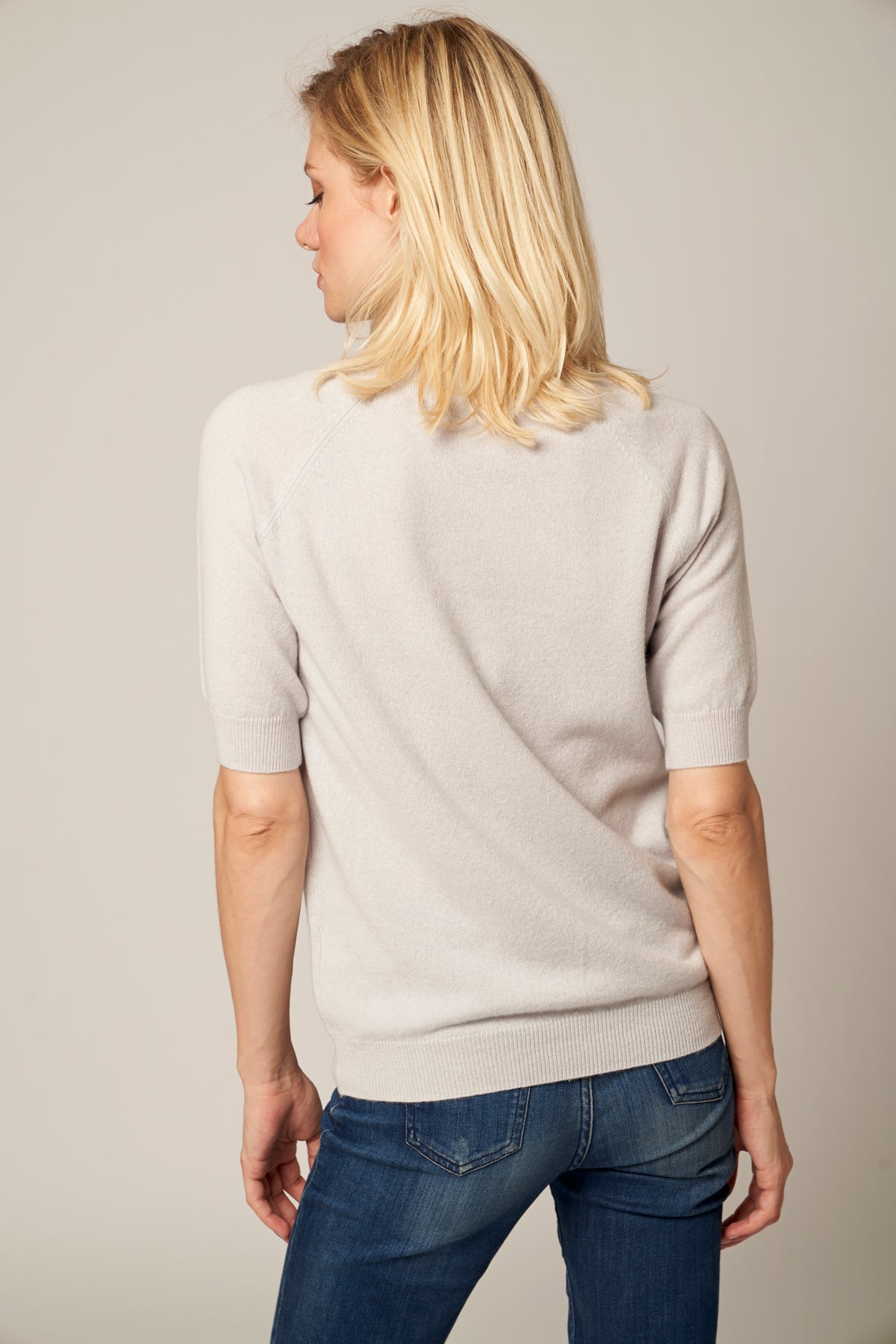 Short Sleeve Mock Neck Cashmere Sweater [CV007] - $189.00