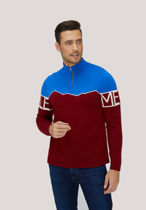 Mountain-Print Half-Zipped Merino Sweater432026498433266