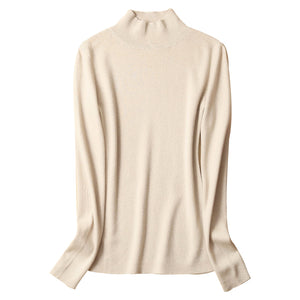 Fitted Mock-Neck Sweater (White Worsted Cashmere Staple)1913224495677608