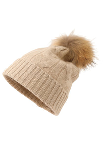 Soft Cable-Knit Mongolian Cashmere Beanie232158458151154