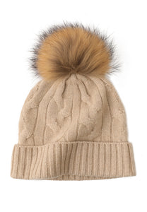 Soft Cable-Knit Mongolian Cashmere Beanie332158458183922