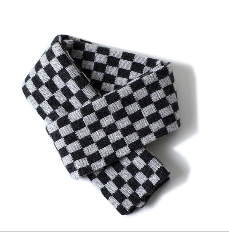 Modern Checkered Cashmere Scarf
