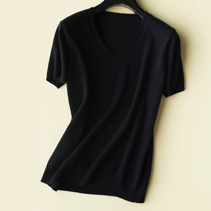 Silk Cashmere V-Neck T-Shirt