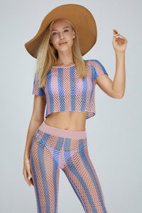 Two-Tone Crochet Top and Pants Set530872315560178