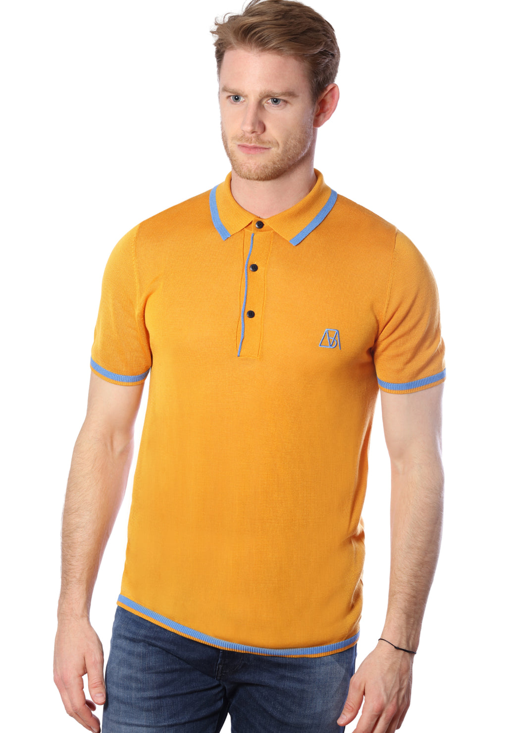 Men’s Two-Tone Contrast Tencel Polo | Orange Size S M L XL XXL | Bellemere New York 100% Sustainable Fashion | 100% Tencel | Tennis & Golf Polo Shirt