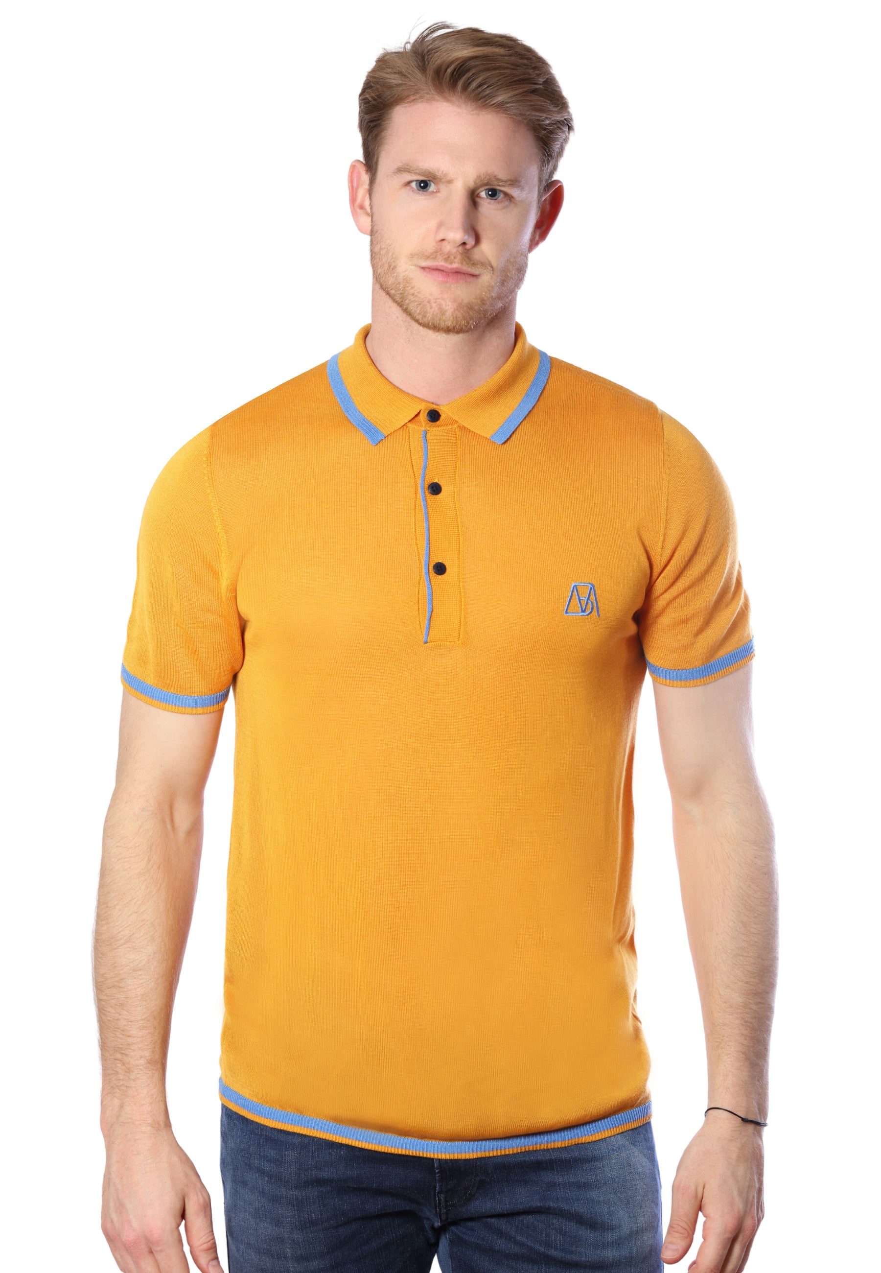 Men’s Two-Tone Contrast Tencel Polo | Orange Size S M L XL XXL | Bellemere New York 100% Sustainable Fashion | 100% Tencel | Tennis & Golf Polo Shirt