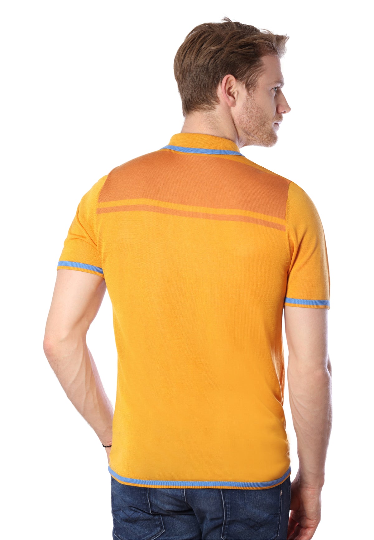 Men’s Two-Tone Contrast Tencel Polo | Orange Size S M L XL XXL | Bellemere New York 100% Sustainable Fashion | 100% Tencel | Tennis & Golf Polo Shirt
