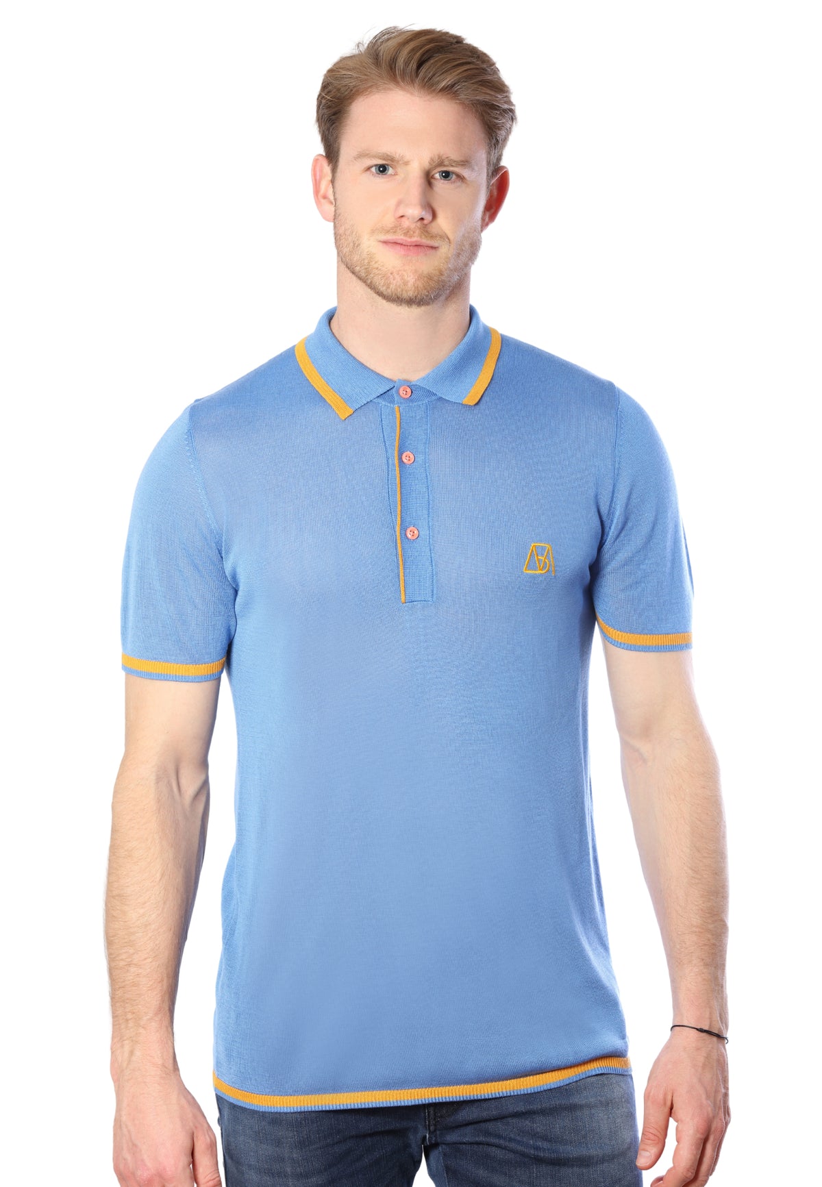Men’s Two-Tone Contrast Tencel Polo | Blue Size S M L XL XXL | Bellemere New York 100% Sustainable Fashion | 100% Tencel | Tennis & Golf Polo Shirt