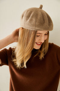 Cashmere Beret with Ribbing Detail725301628879090