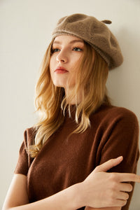 Cashmere Beret with Ribbing Detail825301628911858