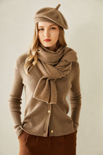 Load image into Gallery viewer, Cashmere Rib Trim Scarf 
