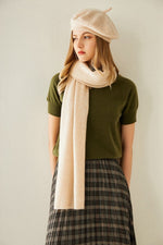Load image into Gallery viewer, Cashmere Rib Trim Scarf 
