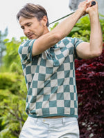 Charger l&#39;image dans la galerie, Check Tencel Polo | Green White Chequered Size S M L XL XXL | Bellemere New York 100% Sustainable Fashion | 100% Tencel | Tennis &amp; Golf Polo Shirt
