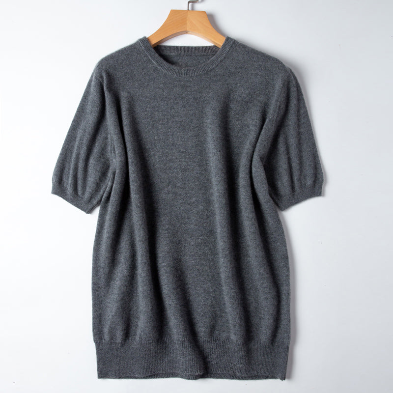 Trendy Short-Sleeve Cashmere Top