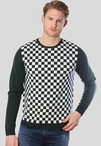 Checker Print Cashmere Merino Sweater1731718791545074