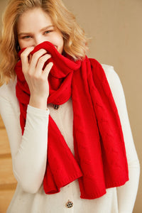 Solid Cable-Knit Cashmere Scarf1124862091837682